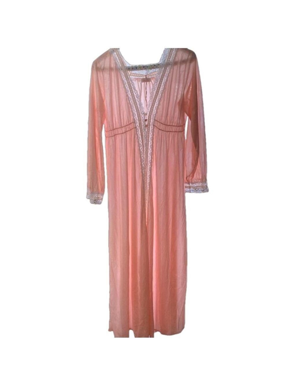 Women's Erica Loren Nightgown Large Pink White
